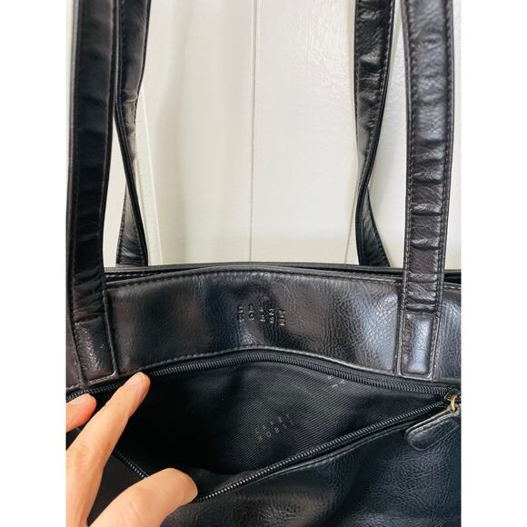 Crazy Horse Vintage Black Double Strap Vintage Purse by Liz Claiborne - Picture 6 of 11